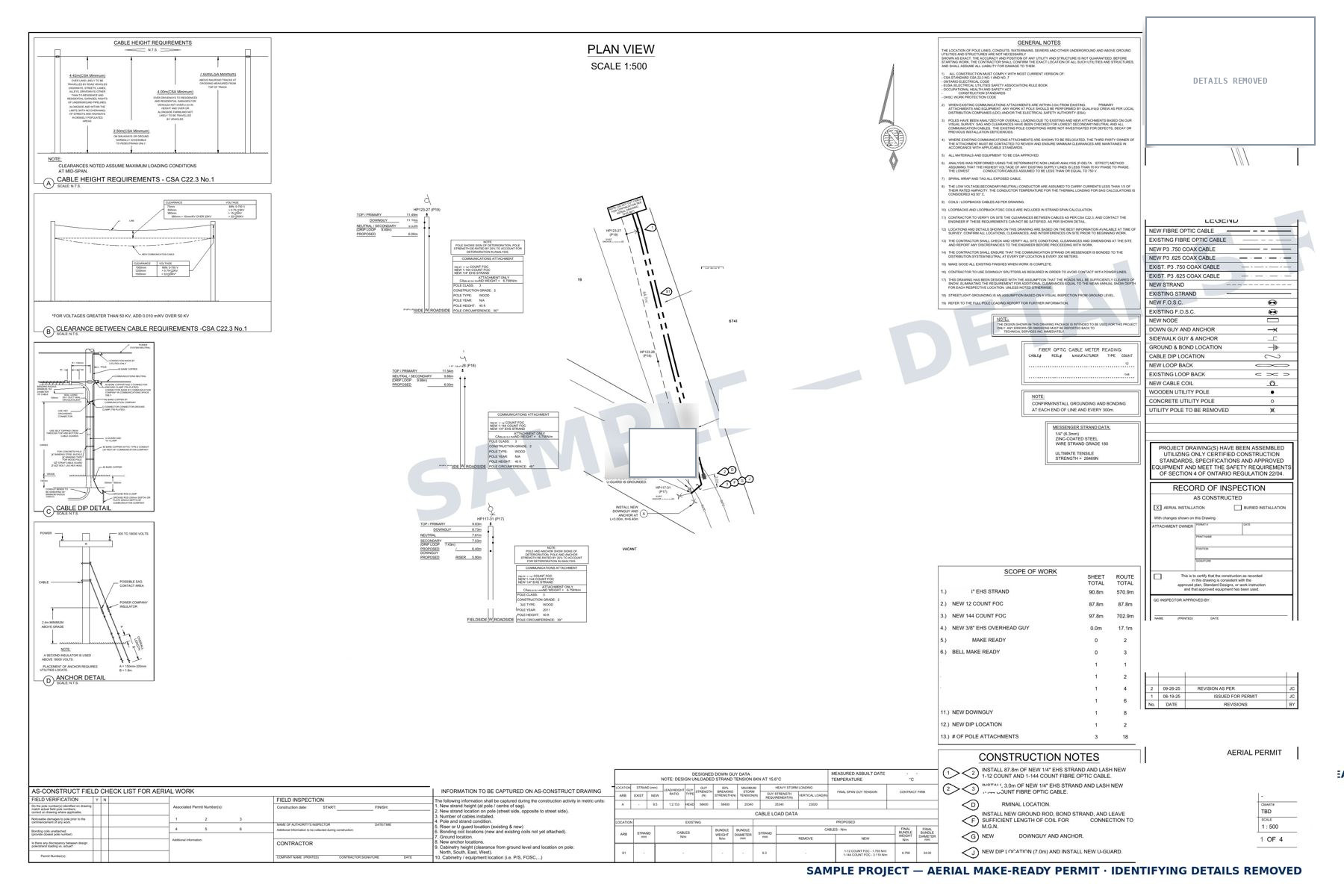 Sanitized sample of an Apex-drafted aerial make-ready permit sheet